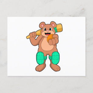 Beer bij Cricket met cricketbat Briefkaart
