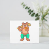 Beer bij Cricket met cricketbat Briefkaart (Staand voorkant)