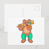 Beer bij Cricket met cricketbat Briefkaart (Voorkant / Achterkant)