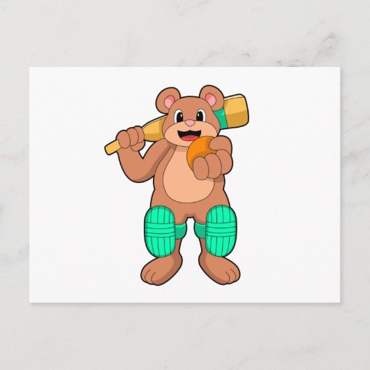 Beer bij Cricket met cricketbat Briefkaart (Voorkant)
