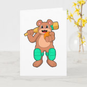 Beer bij Cricket met cricketbat Kaart (Gele Bloem)