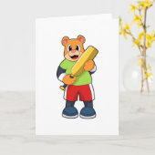 Beer bij Cricket met cricketbat Kaart (Gele Bloem)