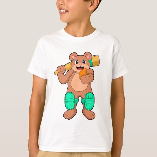 Beer bij Cricket met cricketbat T-shirt (Voorkant)