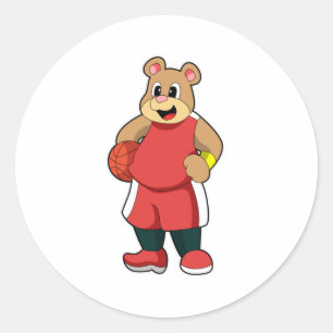 Beer bij de Basketball Sports Ronde Sticker