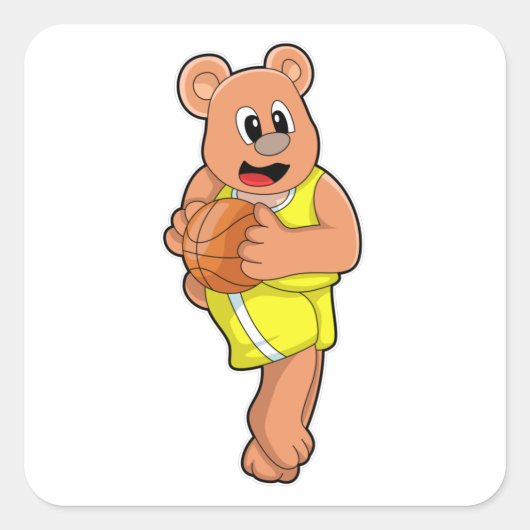 Beer bij de Basketball Sports Vierkante Sticker (Voorkant)