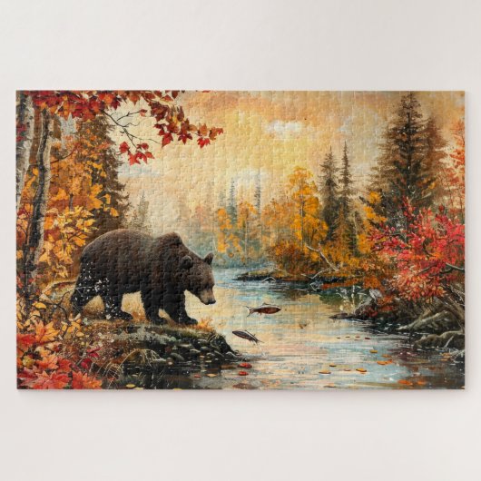  Beer bij de Creek Autumn Foliage 20x30 Legpuzzel (Horizontaal)