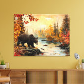  Beer bij de Creek Autumn Foliage 32x24 Canvas Afdruk (Insitu (Woonkamer))