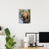 Beer bij een meer poster (Thuiskantoor)