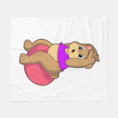 Beer bij fitness met oefenbal.PNG Fleece Deken (Voorkant (Horizontaal))