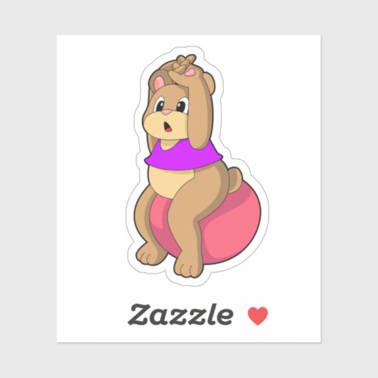 Beer bij fitness met oefenbal.PNG Sticker (Vel)