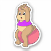 Beer bij fitness met oefenbal.PNG Sticker (Voorkant)