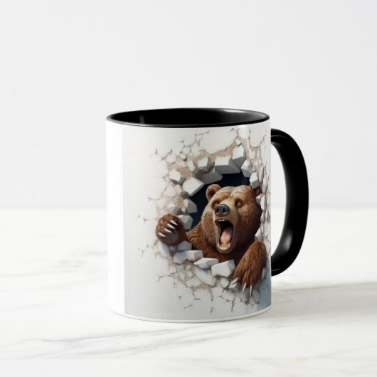 Beer bij gebarsten wand mok (Voorkant rechts)