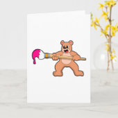 Beer bij het schilderen met kwast en verf kaart (Gele Bloem)