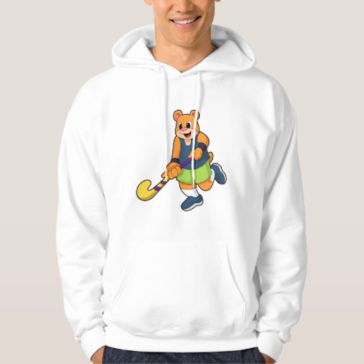 Beer bij Hockey met Hockey bat Hoodie (Voorkant)