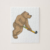 Beer bij Hockey met Hockey bat Legpuzzel (Verticaal)