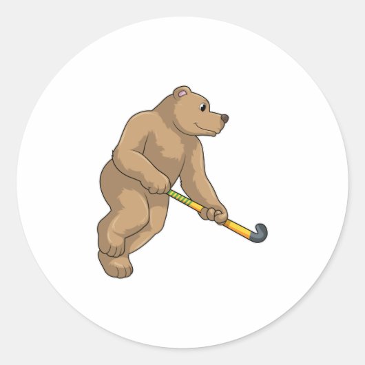 Beer bij Hockey met Hockey bat Ronde Sticker (Voorkant)