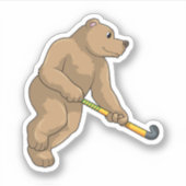 Beer bij Hockey met Hockey bat Sticker (Voorkant)