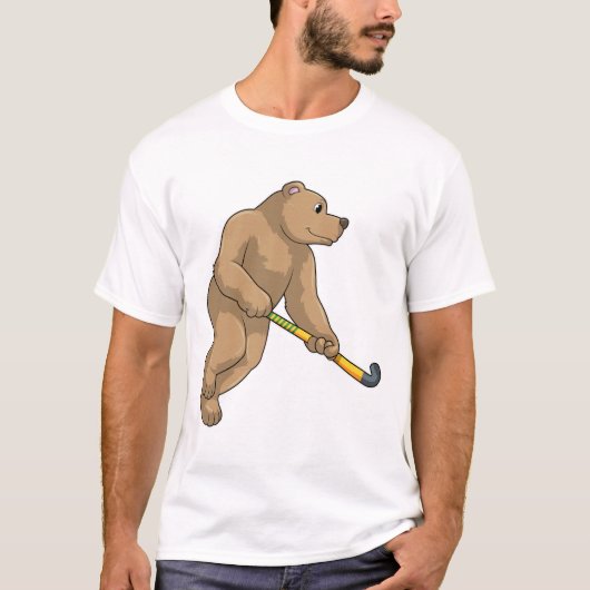 Beer bij Hockey met Hockey bat T-shirt (Voorkant)
