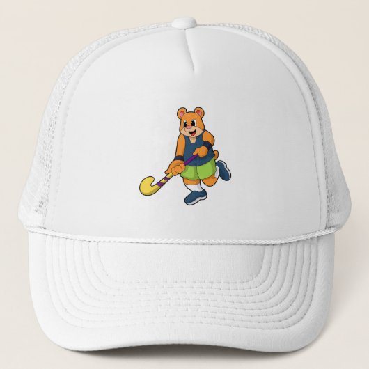 Beer bij Hockey met Hockey bat Trucker Pet (Voorkant)