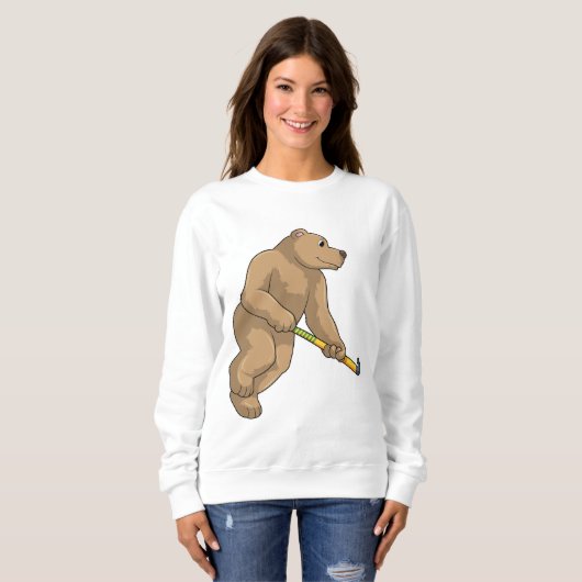 Beer bij Hockey met Hockey bat Trui (Voorkant volledig)