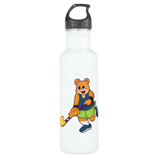 Beer bij Hockey met Hockey bat Waterfles (Voorkant)