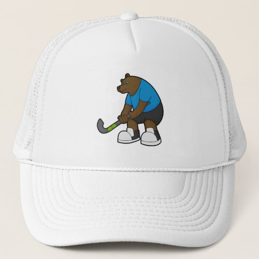 Beer bij Hockey met Hockey stick Trucker Pet (Voorkant)