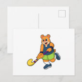 Beer bij hockey met hockeystick briefkaart (Voorkant / Achterkant)