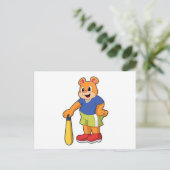 Beer bij honkbal met honkbalknuppel briefkaart (Staand voorkant)