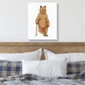 Beer bij honkbal met honkbalknuppel canvas afdruk (Insitu (Slaapkamer))