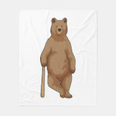 Beer bij honkbal met honkbalknuppel fleece deken (Voorkant)