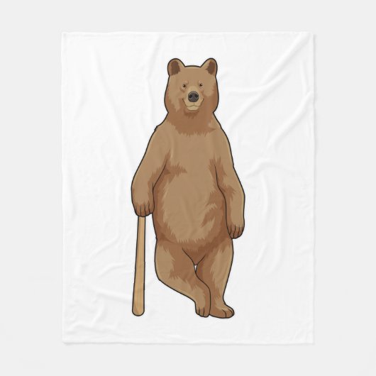 Beer bij honkbal met honkbalknuppel fleece deken (Voorkant)