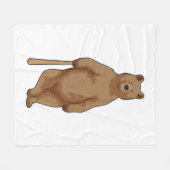 Beer bij honkbal met honkbalknuppel fleece deken (Voorkant (Horizontaal))