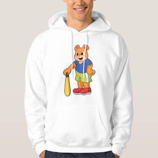 Beer bij honkbal met honkbalknuppel hoodie (Voorkant)