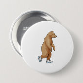 Beer bij ijsschaatsen met ijsschaatsen ronde button 7,6 cm (Voorkant /achterkant)