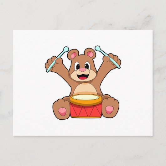 Beer bij muziek met drum briefkaart (Voorkant)