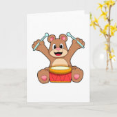 Beer bij muziek met drum kaart (Gele Bloem)