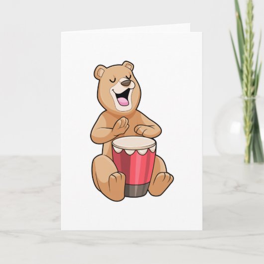 Beer bij muziek met trommel kaart (Voorkant)