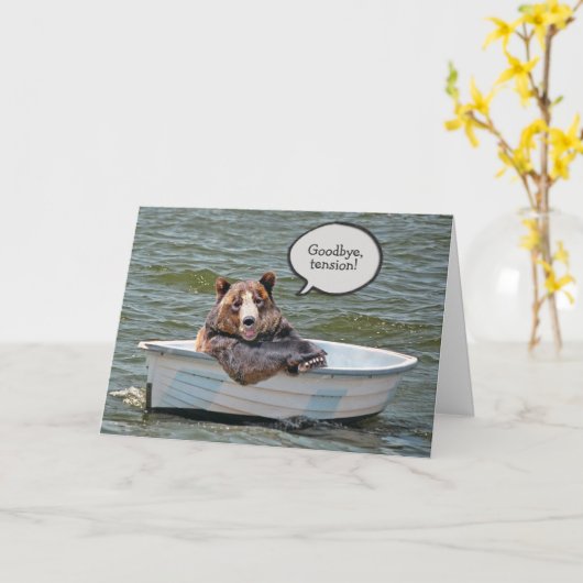 Beer bij pensionering in boot kaart (Gele Bloem)