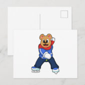 Beer bij schaatsen met ijsschaatsen briefkaart (Voorkant / Achterkant)