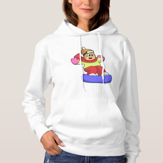 Beer bij Snowboarding met Snowboard Hoodie (Voorkant)