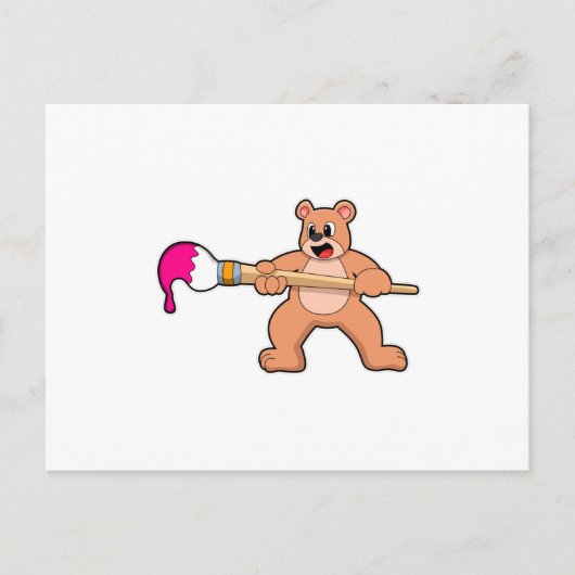 Beer bij verven met penseel en verf briefkaart (Voorkant)