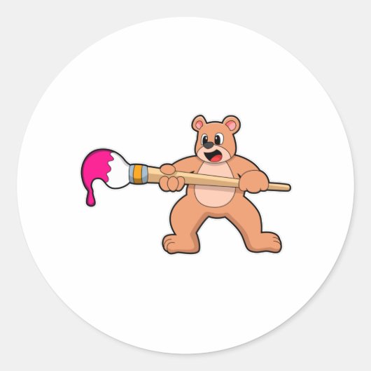 Beer bij verven met penseel en verf ronde sticker (Voorkant)
