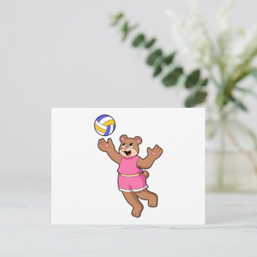 Beer bij volleybalsport briefkaart (Staand voorkant)