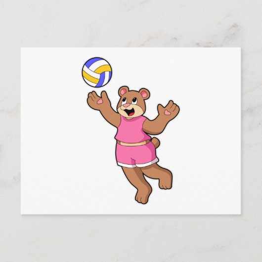 Beer bij volleybalsporten briefkaart (Voorkant)