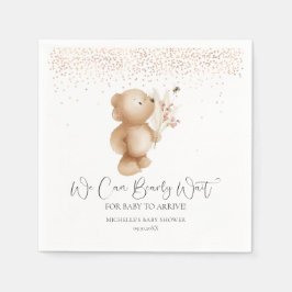 Beer & Bij | We Can Bearly Wait! Babyborrel uitnod Servet