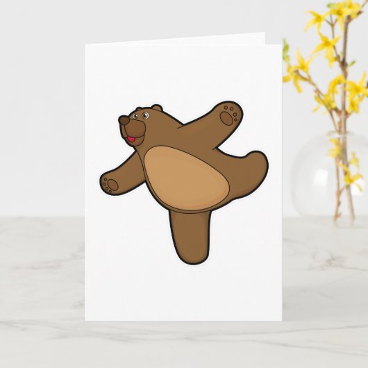 Beer bij Yoga Stretching Kaart (Gele Bloem)