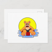 Beer bij zwemmen met draaiende ring briefkaart (Voorkant / Achterkant)