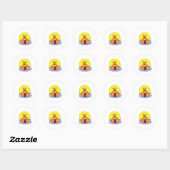 Beer bij zwemmen met draaiende ring ronde sticker (Vel)