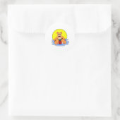 Beer bij zwemmen met draaiende ring ronde sticker (Tas)