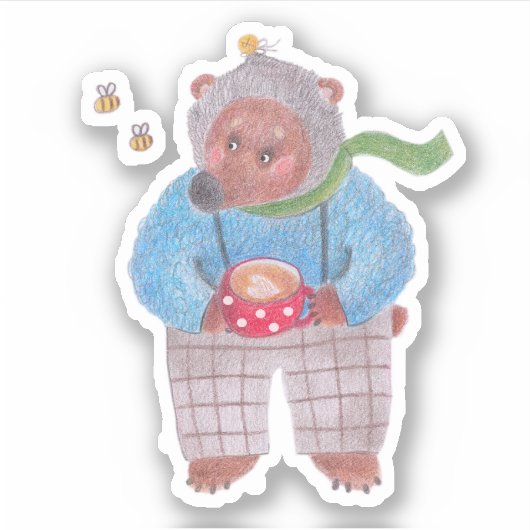 Beer, bijen en cappuccino sticker (Voorkant)